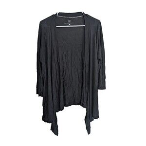 NY&Co Black Open Front Cardigan L Lightweight Knit Soft Sweater